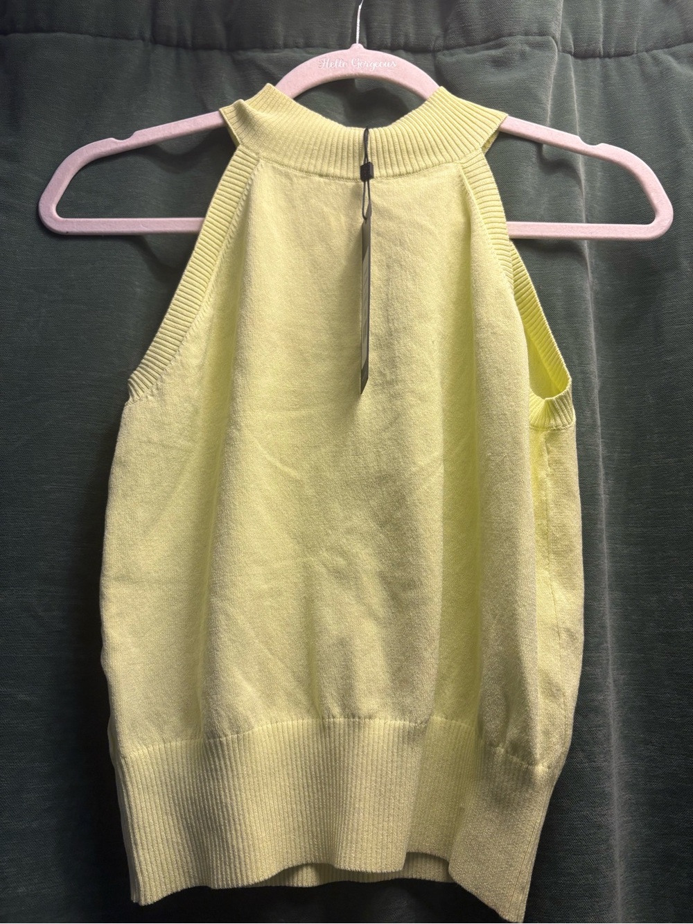 BCBG Lemon Yellow Knit Top with Mock Neck